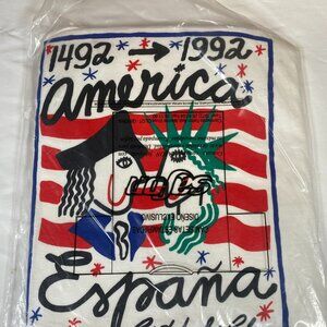 NWOT Safon Vintage 1492 1992 America Espana Cristobal Colon T-Shirt Men's XL Wh